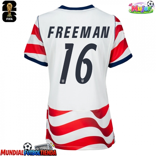 Camiseta Estados Unidos Alex Freeman #16 Primera Equipación Replica Mundial 2026 para mujer mangas cortas